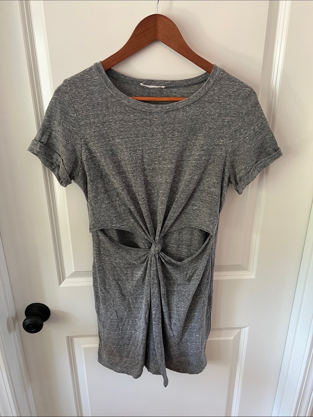Honey Punch Gray Twist-Knot Crop Top
